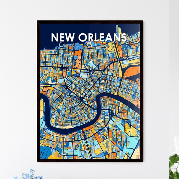 New Orleans Louisiana Vibrant Colorful Mosaic City Street Map Art Poster