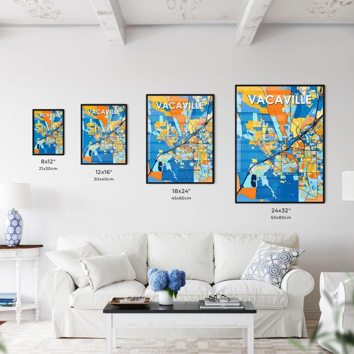 Vacaville California City Map Poster Colorful Modern Wall Decor - Image 3