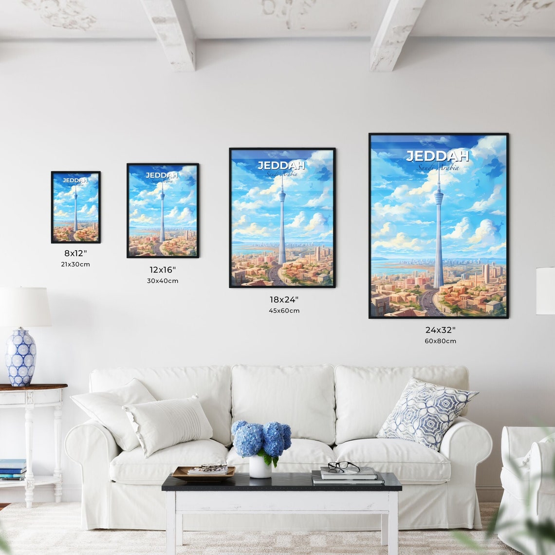 Jeddah Saudi Arabia Iconic Landmark TV Tower Skyline Travel Poster - Image 3