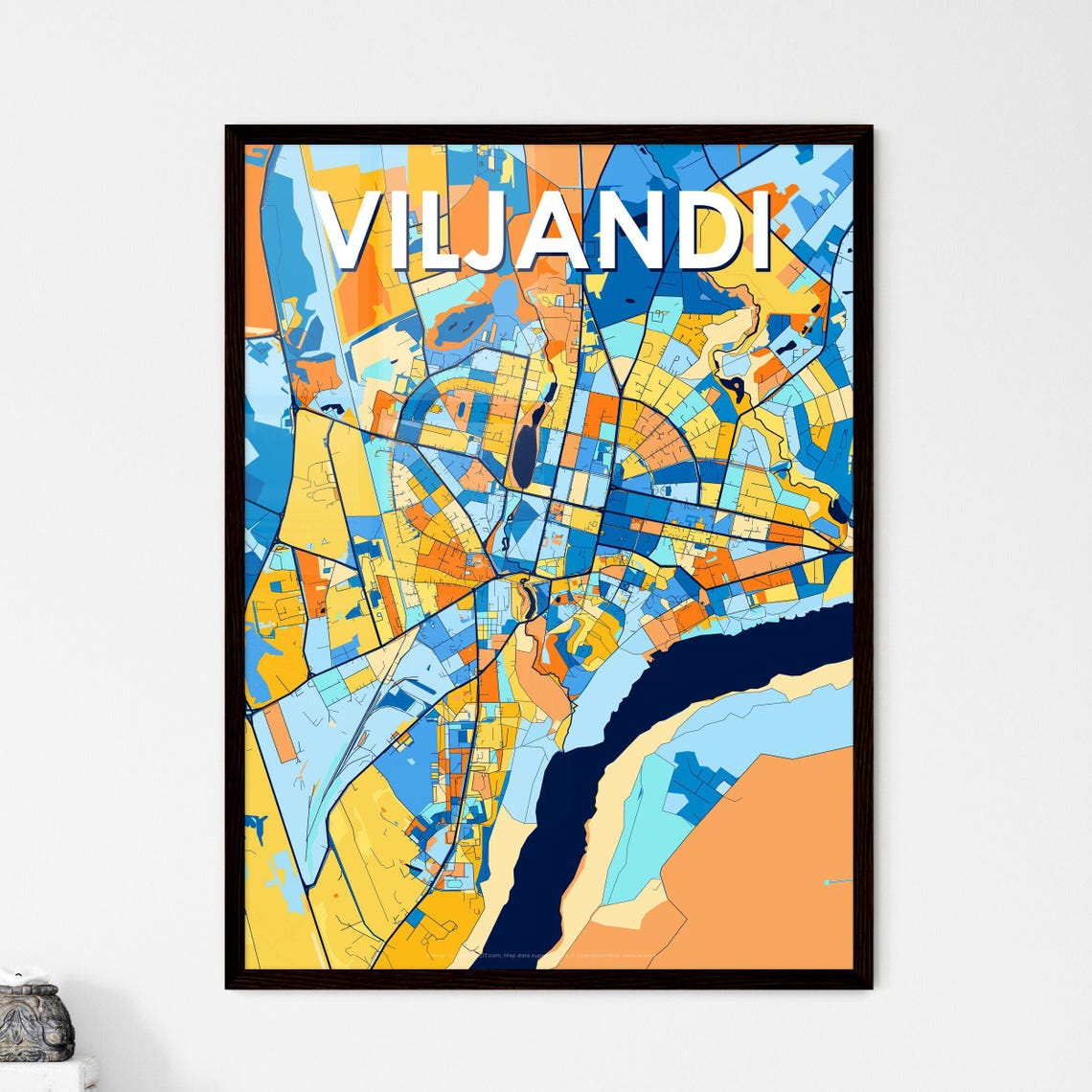 Viljandi Estonia Bold Vibrant Modern Geometric City Map Art Poster