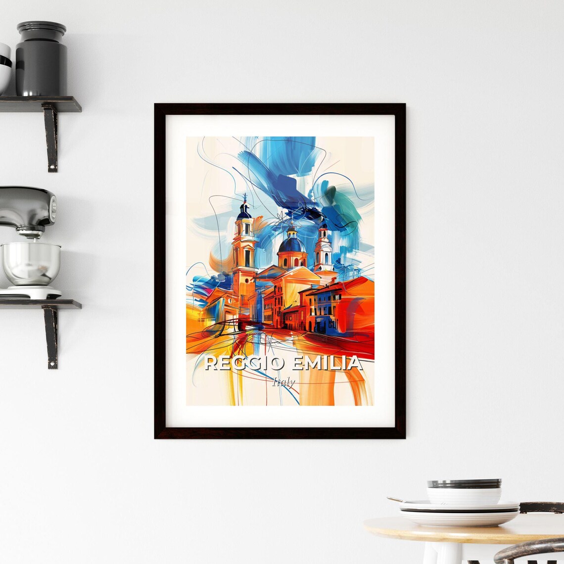 Reggio Emilia Italy Colorful City Painting Abstract Skyline Poster - Image 2