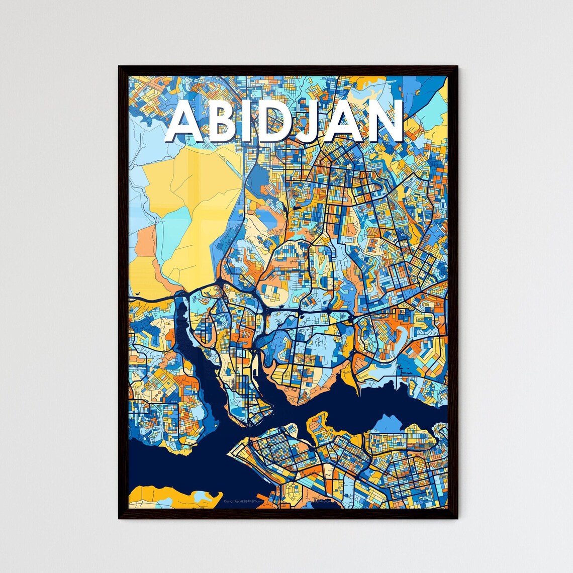 Abidjan Ivory Coast Vibrant Colorful City Map Art Poster Home Decor Gift