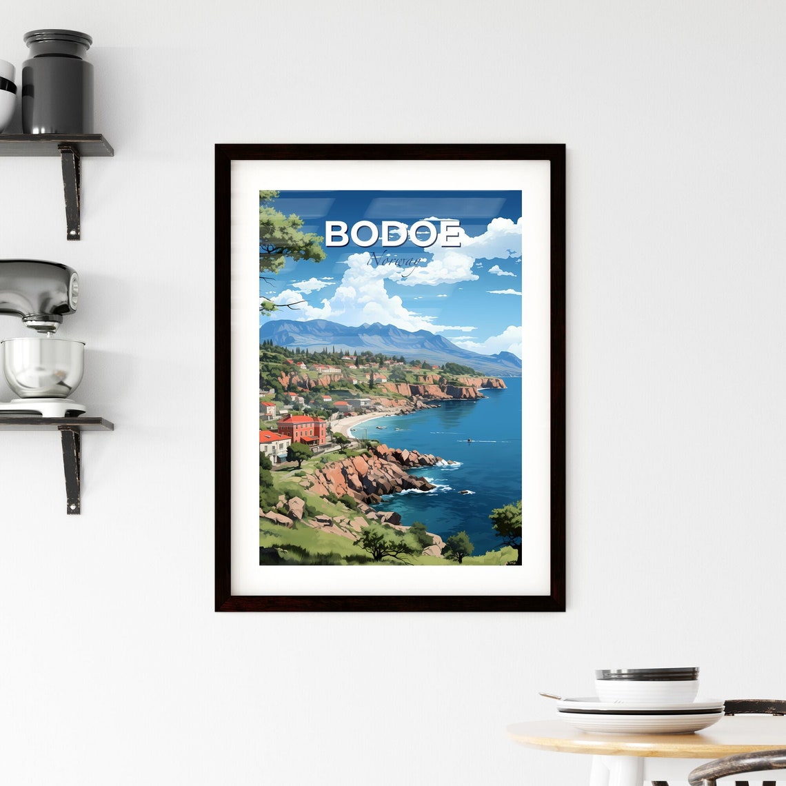 Bodoe Norway Coastal Cliffs Seaside Town Vintage Travel Poster - Image 2