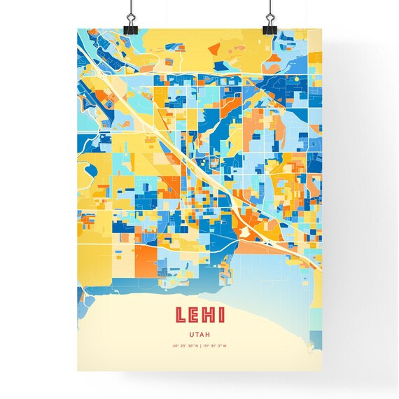 Abstract Lehi Utah Modern Colorful City Street Map Art Poster