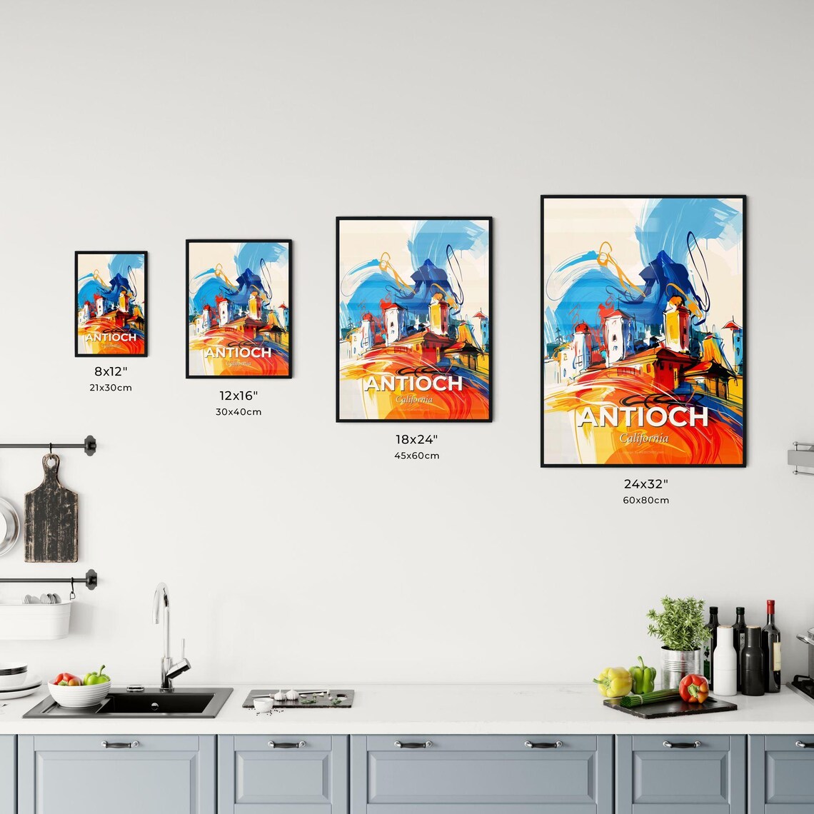 Antioch California Abstract Buildings Vivid Painting Art Poster - Image 3