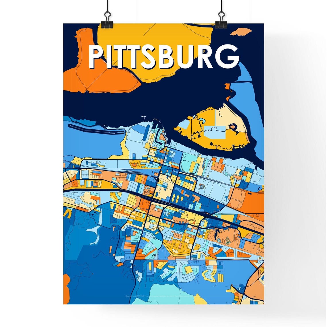 Pittsburg California City Map Poster Vibrant Modern Wall Decor Art - Image 4