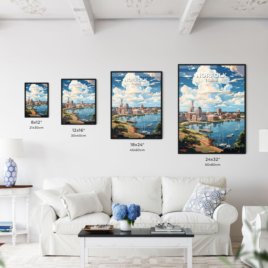 Norfolk Virginia Harbor Marina Brick Downtown Travel Art Poster - Image 3