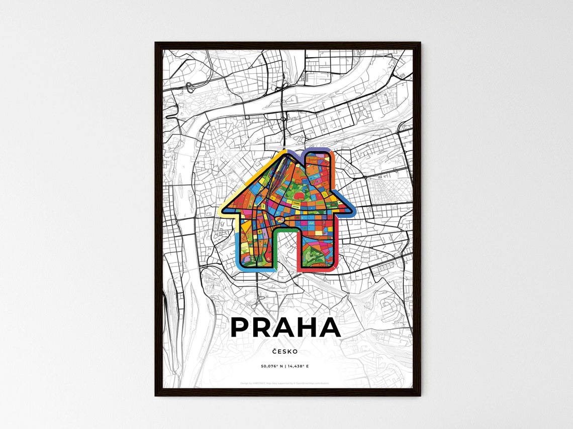 Prague Czechia Modern Minimalist Heart Street Map Art Poster - Image 3