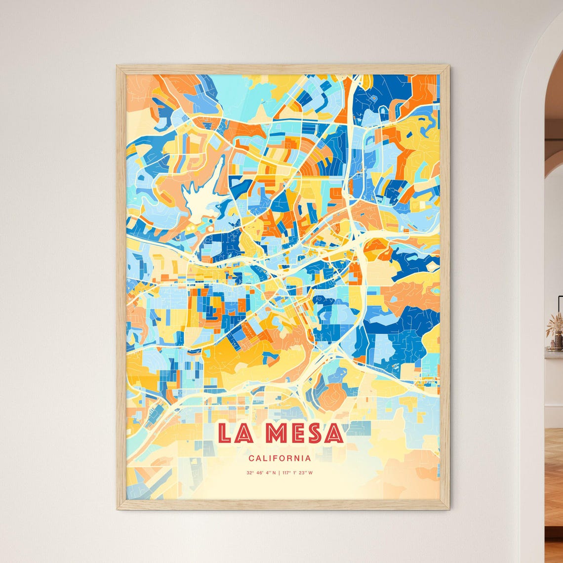 La Mesa California Modern Colorful City Street Map Art Poster - Image 3