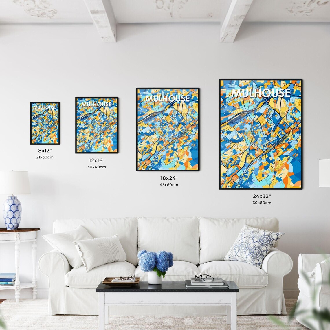 Mulhouse France Modern Colorful Map Art City Street Design Poster - Image 3