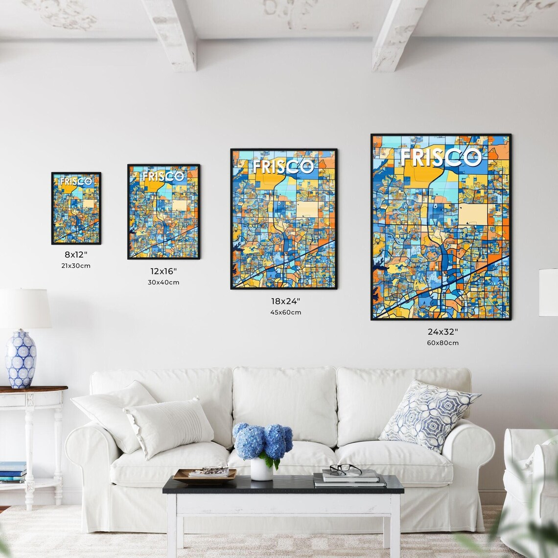 Frisco Texas Vibrant Colorful Mosaic City Street Map Art Poster - Image 3
