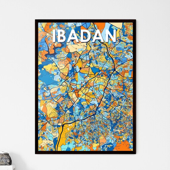 Ibadan Nigeria Vibrant Colorful City Map Art Print Home Decor