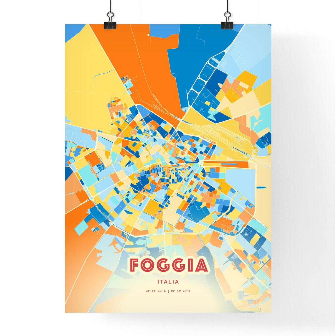 Foggia Italy Colorful Puglian City Map Coordinates Art Poster - Image 3