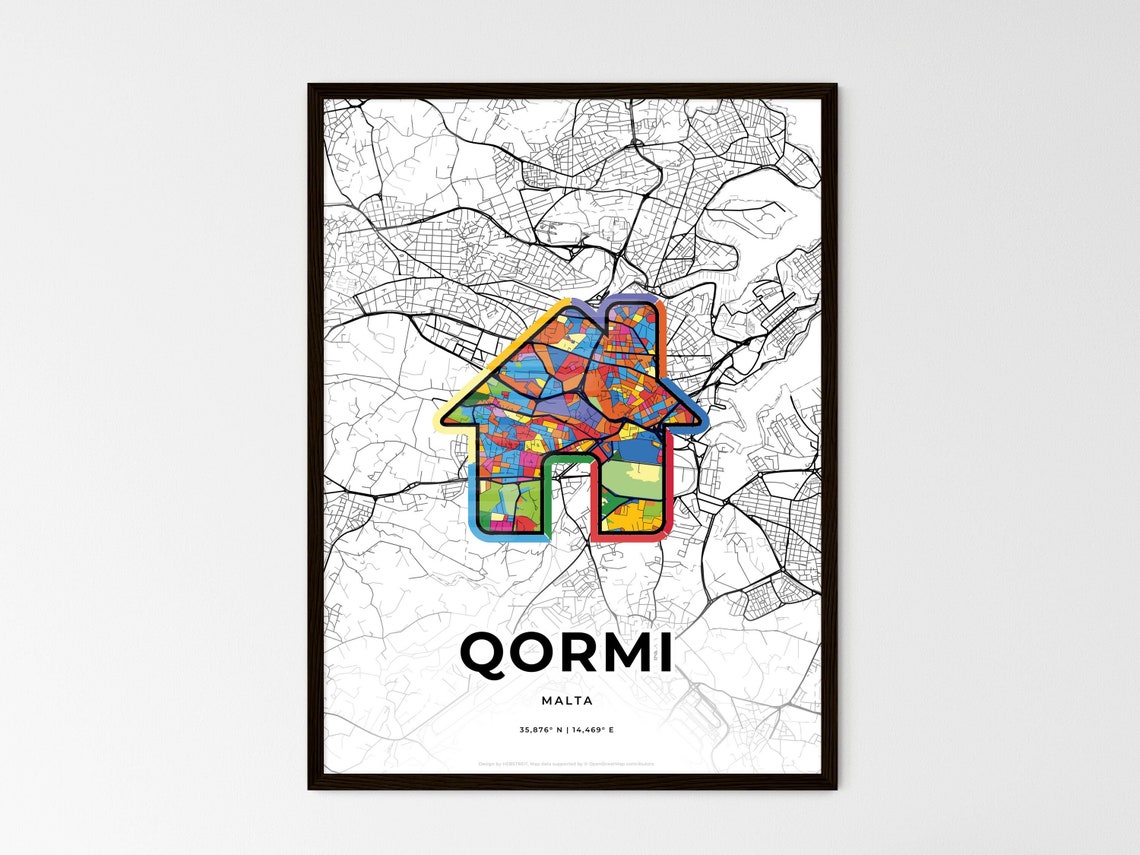 Qormi Malta Where It All Began Heart Map Gift Coordinates Poster - Image 3