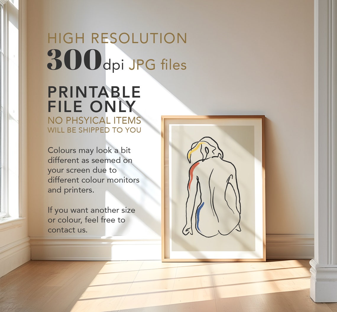 Abstract Female Figure Line Art Color Accent Modern Style Poster - Image 4