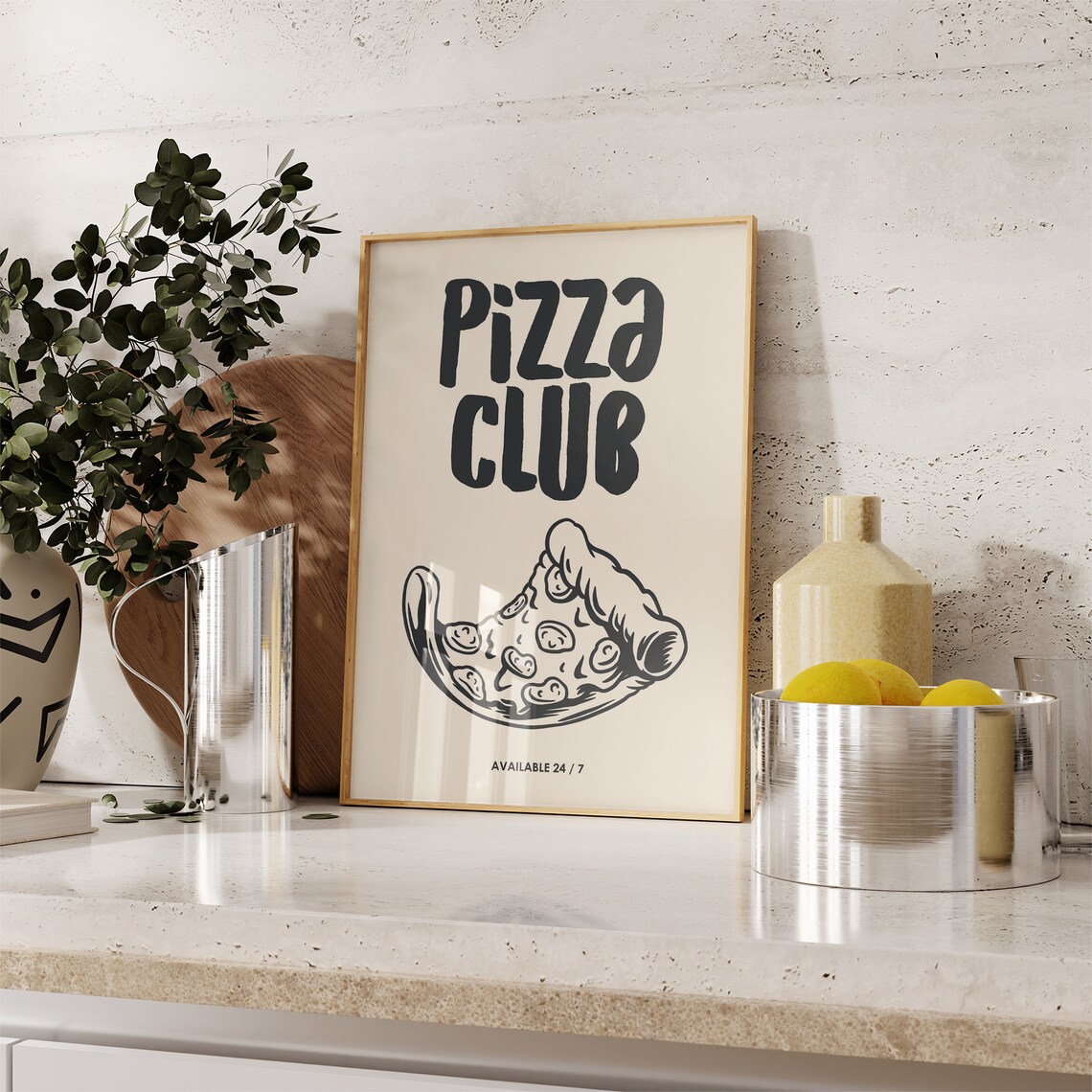 Pizza Club Print, Modern Kitchen Wall Art - Image 4