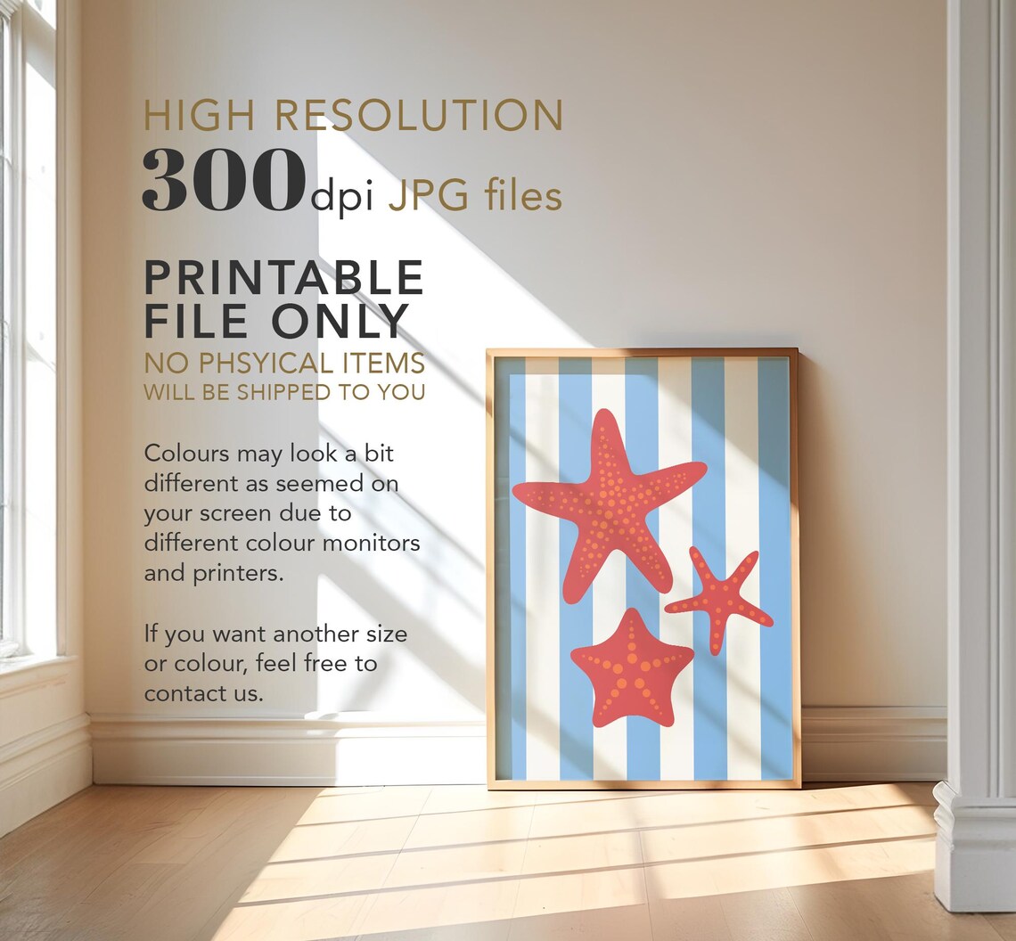 Starfish Print, Trendy Coastal Summer Poster - Image 4