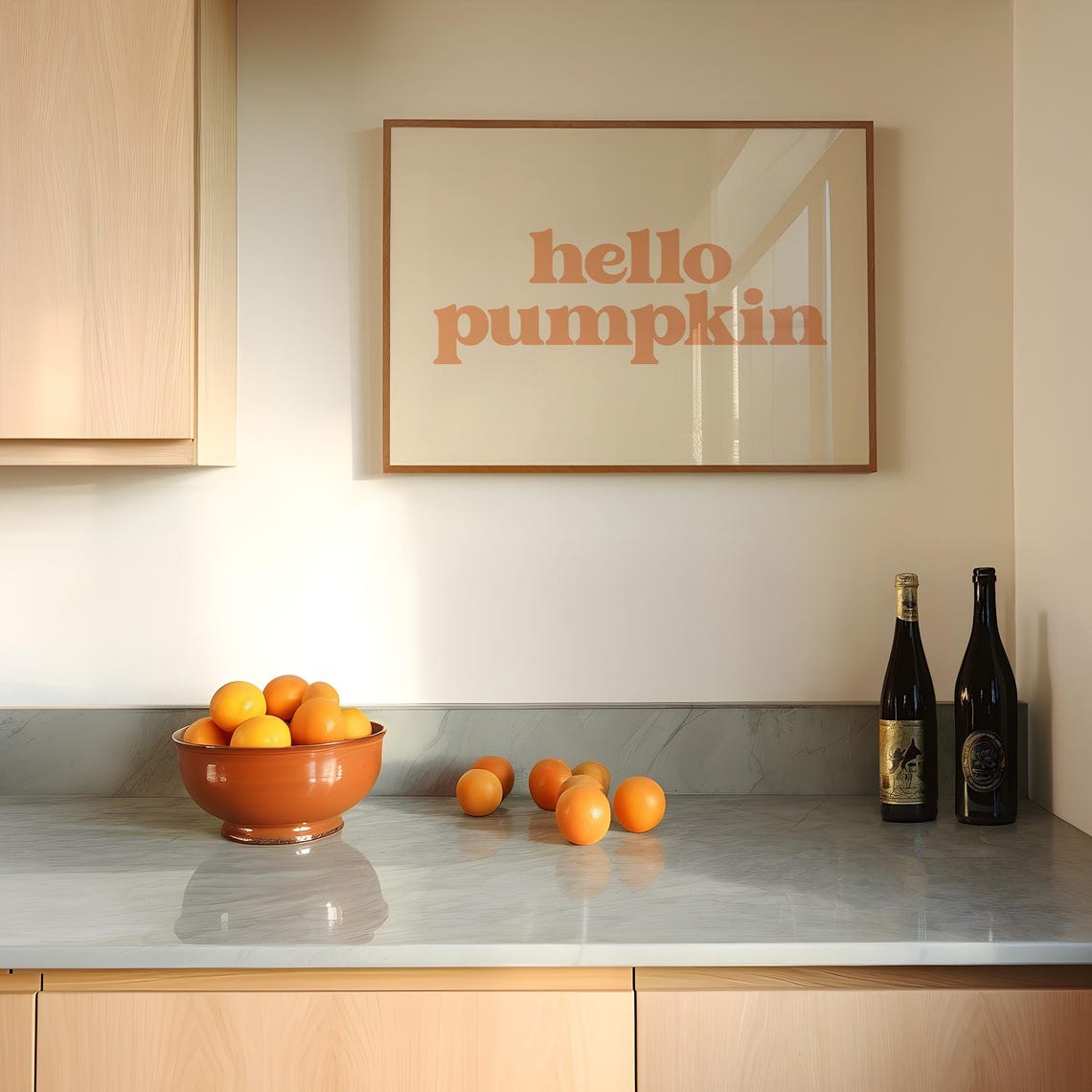 Hello Pumpkin Fall Print Fall Art Cute Autumn Wall Decor Fall Print Autumn Poster Trendy Typography Art - Image 3