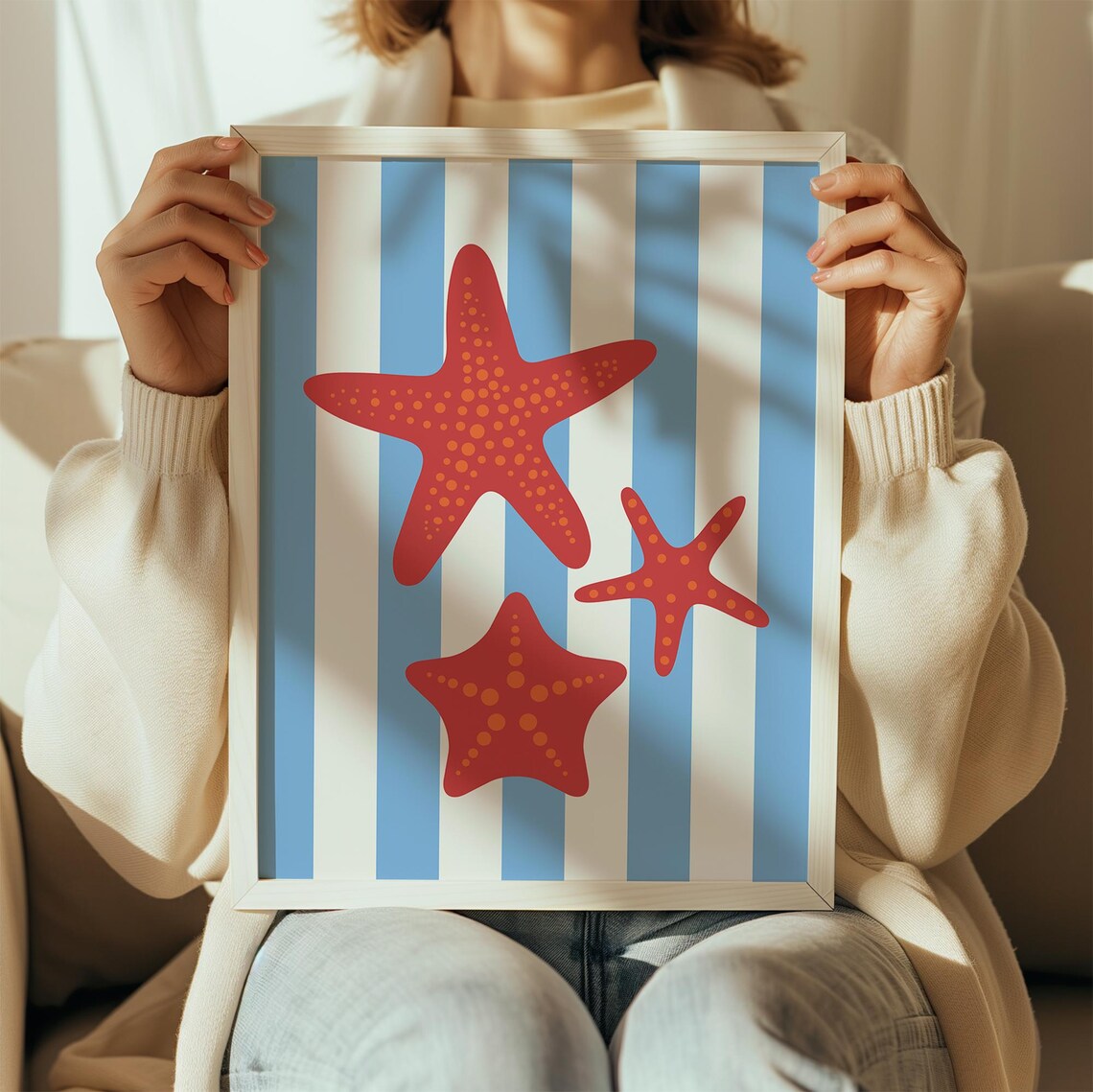 Starfish Print, Trendy Coastal Summer Poster - Image 3