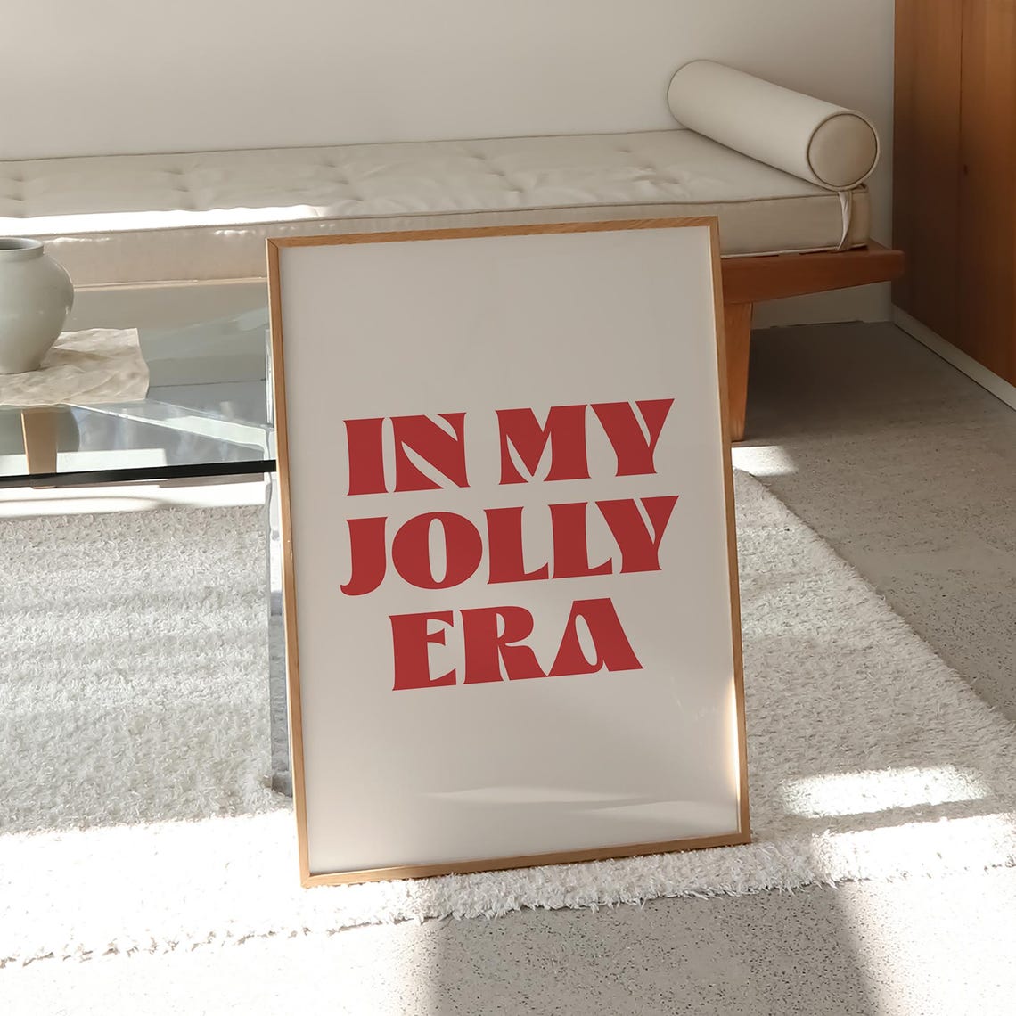 In My Jolly Era Big Bold Red Retro Typography Christmas Wall Art - Image 2