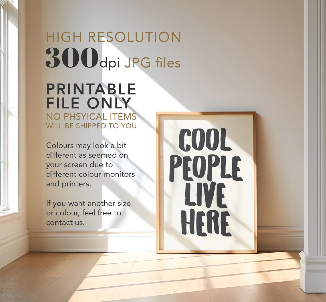Cool People Live Here Modern Trendy Wall Art Print - Image 3