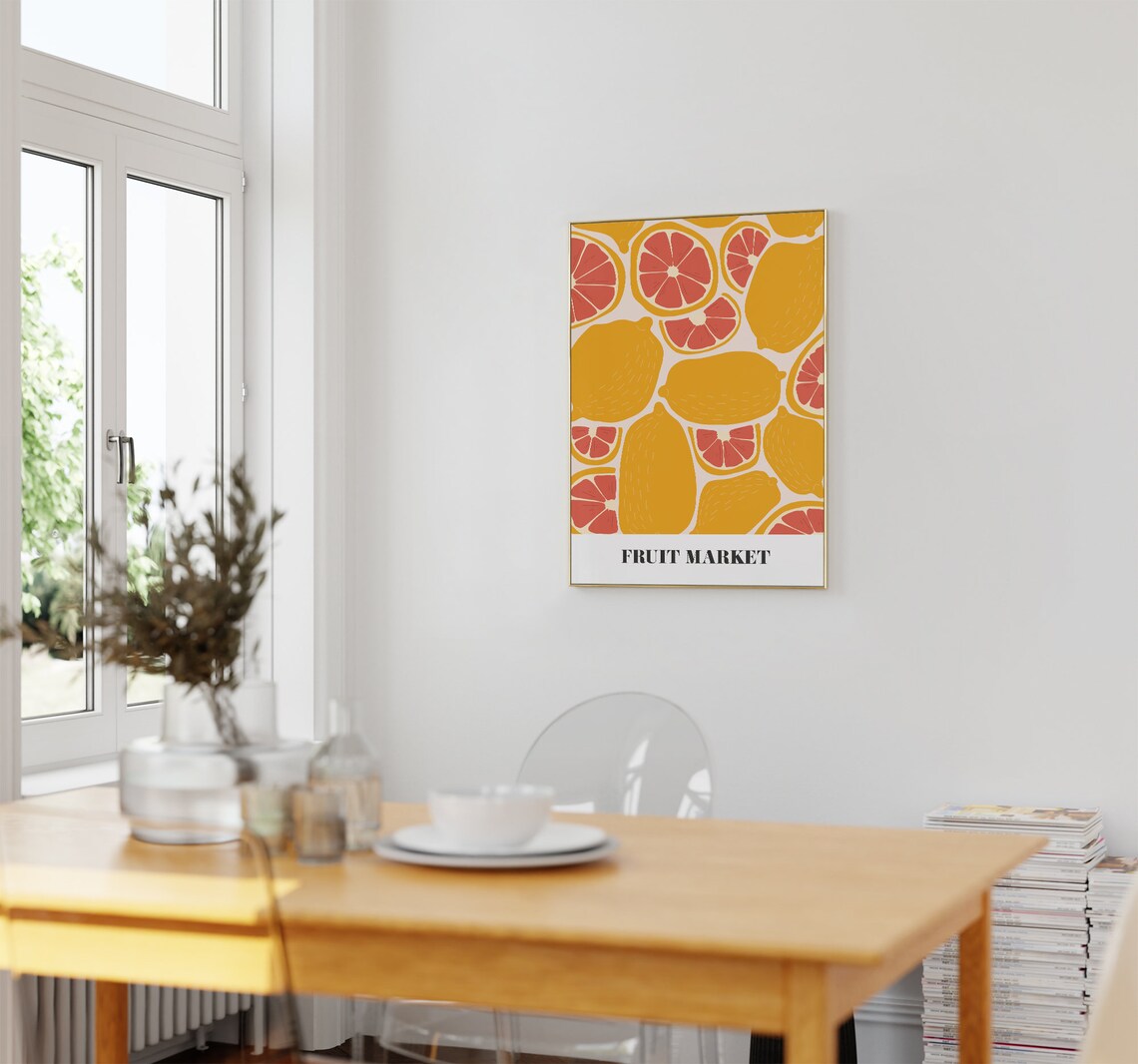 Fruit Market Kitchen Wall Art, Colourful Grapefruit Print - Image 4