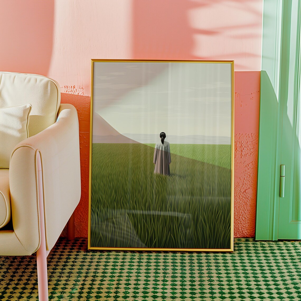 Minimalist Green Field Landscape Art Print