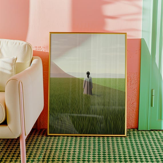 Minimalist Green Field Landscape Art Print