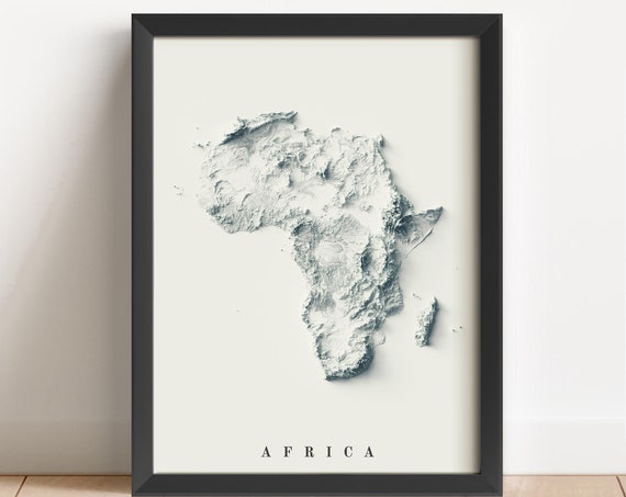 Africa Relief Map Minimalist Wall Decor Poster