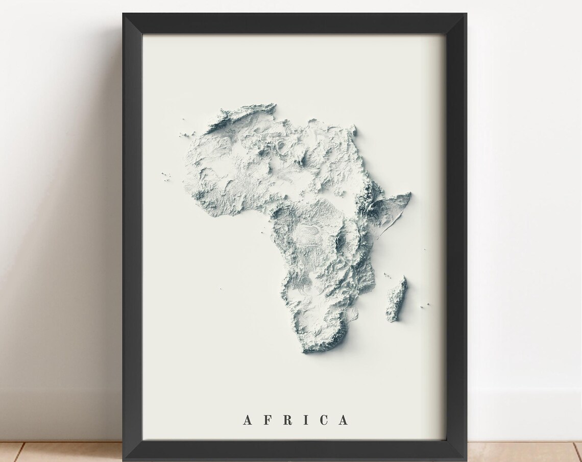 Africa Relief Map Minimalist Wall Decor Poster