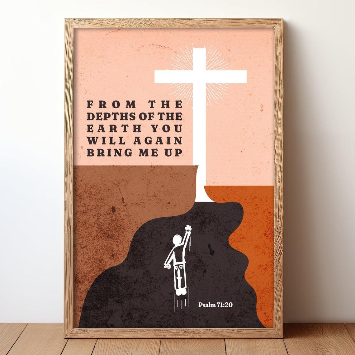 From the Depths of the Earth Psalm 71 20 Cross Scripture Poster