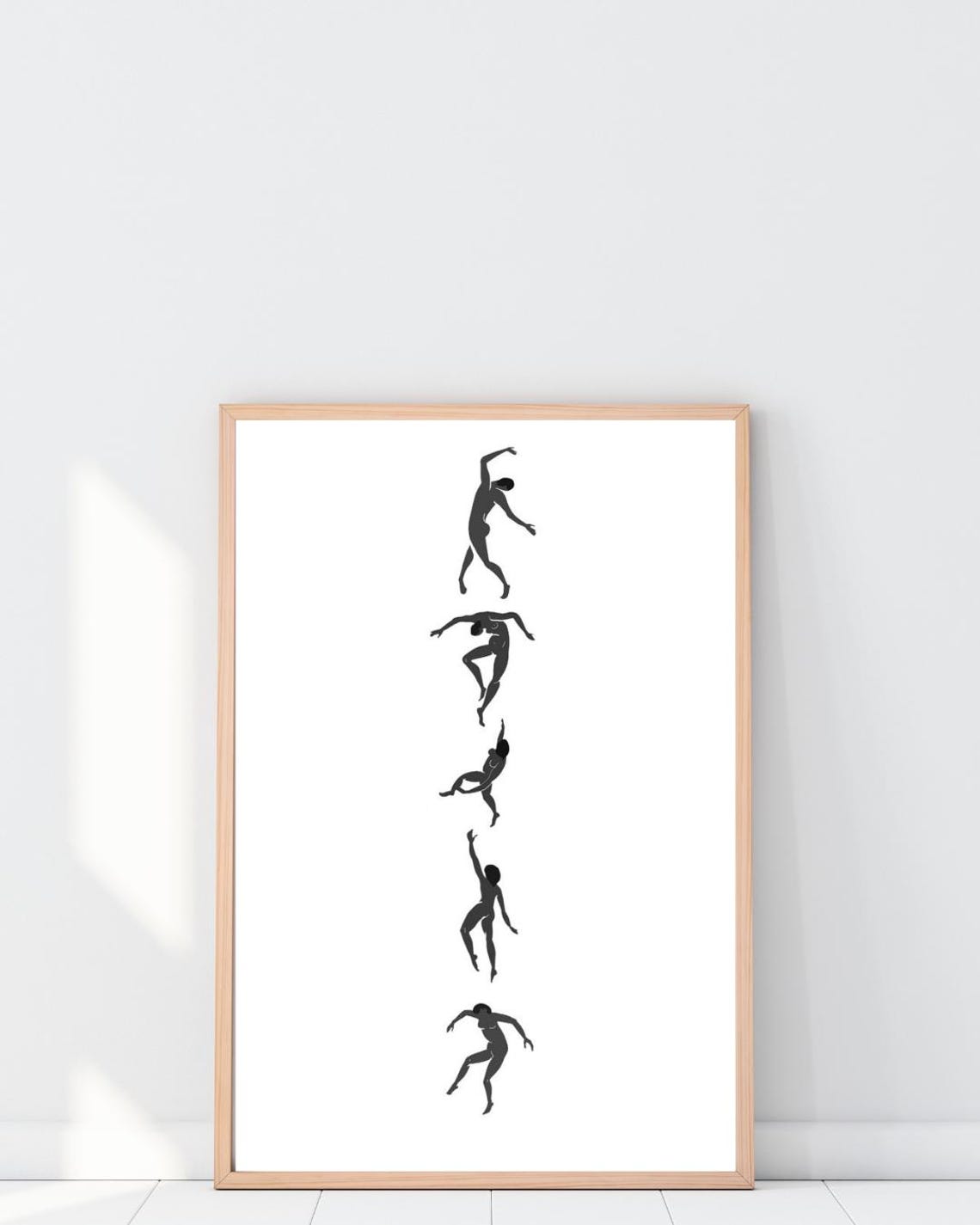 Minimalist Dance Silhouette Poster Abstract Black And White Wall Art Modern Vertical Figure Print Movement Artwork For Home