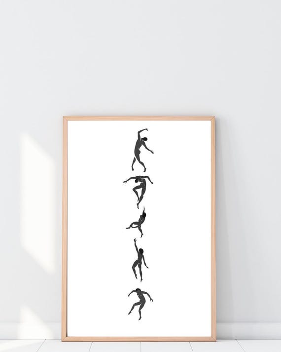 Minimalist Dance Silhouette Poster Abstract Black And White Wall Art Modern Vertical Figure Print Movement Artwork For Home