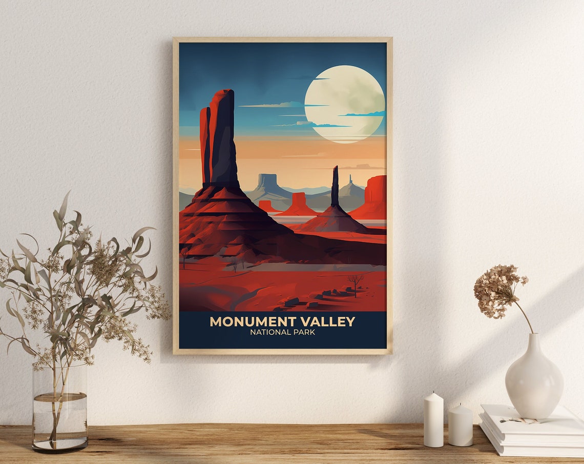 Monument Valley National Park Moonlit Desert Buttes Travel Poster