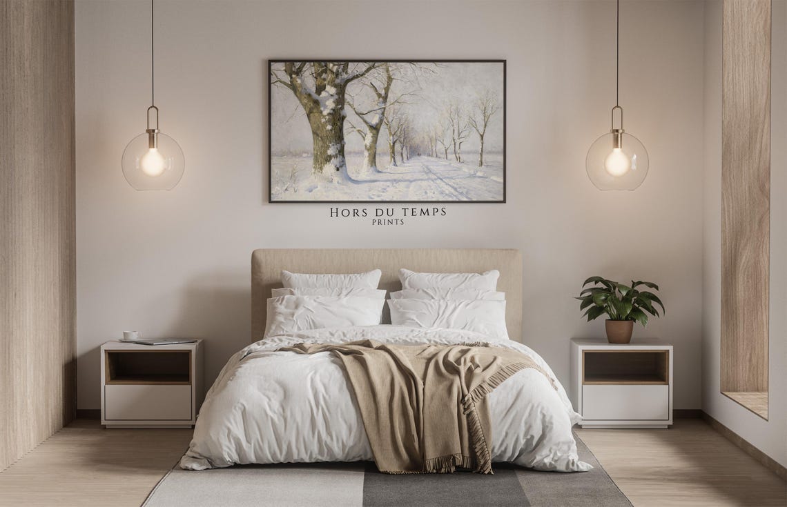Snow Covered Tree Lined Avenue Vintage Winter Landscape Poster - Image 2