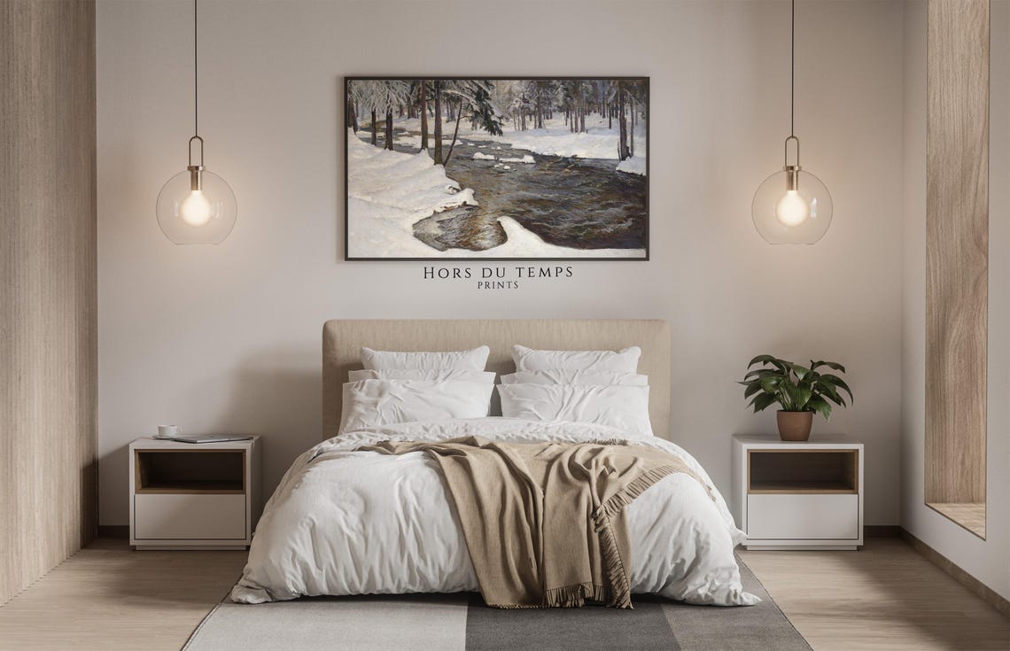 Winter Rapids Through a Snowy Forest Bright Winter Scene Poster - Image 2