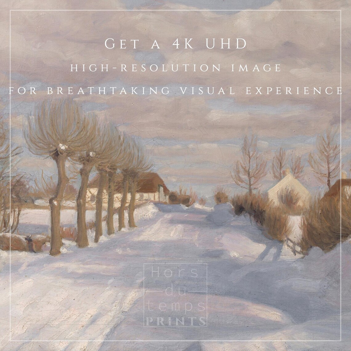Snowy Country Road with Pollarded Trees Village Winter Poster - Image 2