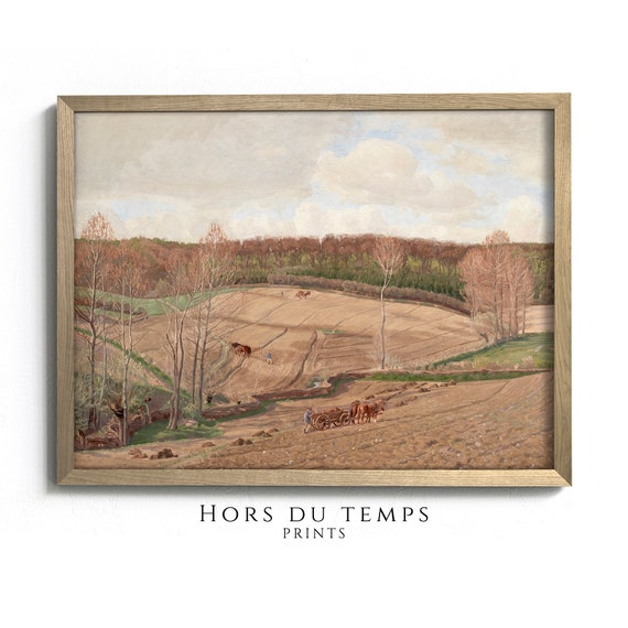 Vintage Country Field Landscape Painting Rustic Farmhouse Art Hors Du Temps Prints