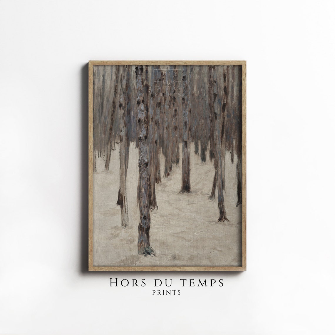 Birch Trees in Snow Minimalist Winter Forest Vintage Art Poster