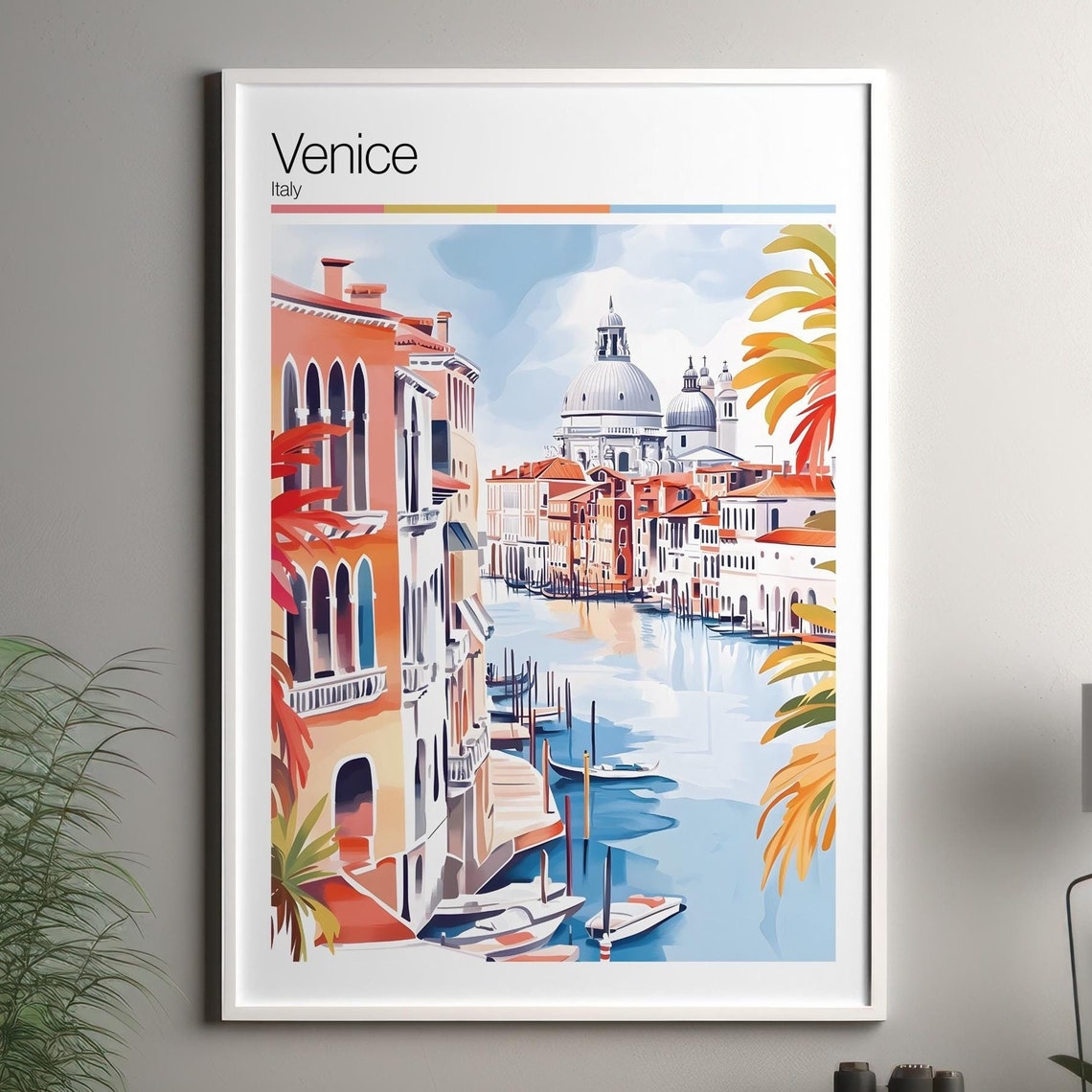 Venice Print Soft Colors Travel Poster Colourful Wall Art Italy City Decor For