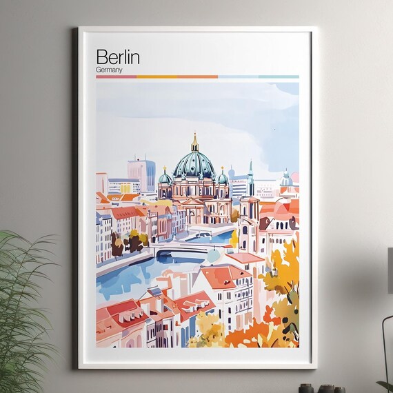 Berlin Cathedral Germany Watercolor Dom Riverside Cityscape Poster