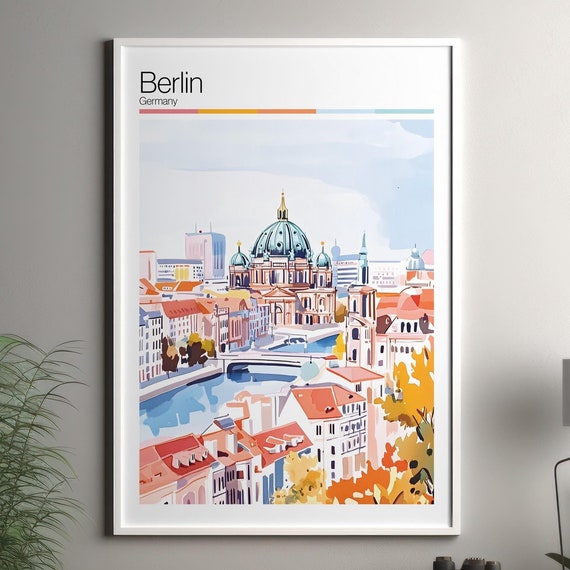 Berlin Print Soft Colors Travel Poster Colourful Wall Art Germany City Decor For