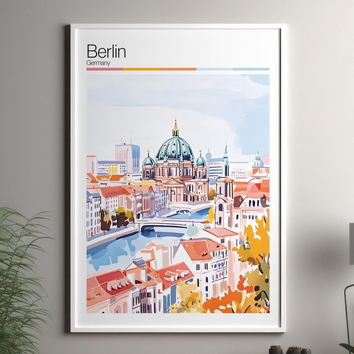 Berlin Print Soft Colors Travel Poster Colourful Wall Art Germany City Decor For