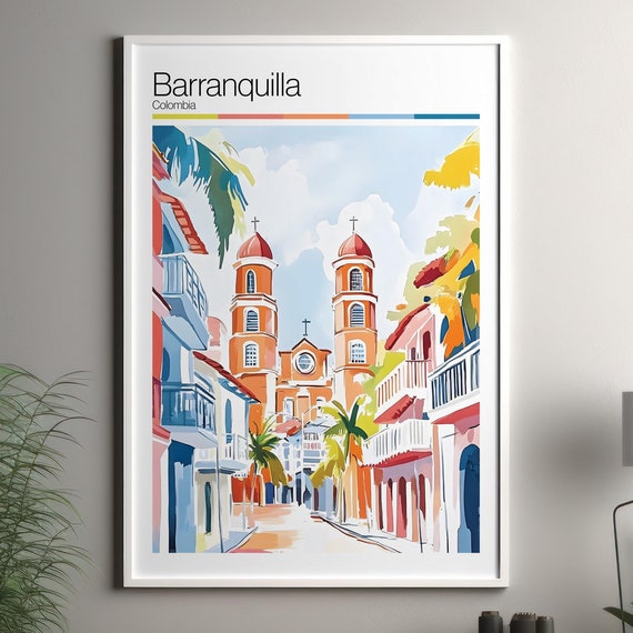 Barranquilla Print Soft Colors Travel Poster Colourful Wall Colombia City Decor