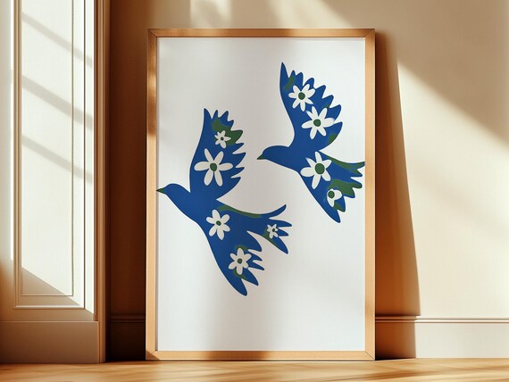 Swallow Art Print Wall Art Bird Cutout Bright Abstract Poster Matisse Birds Coastal Modern Decor Minimalistic Art 279