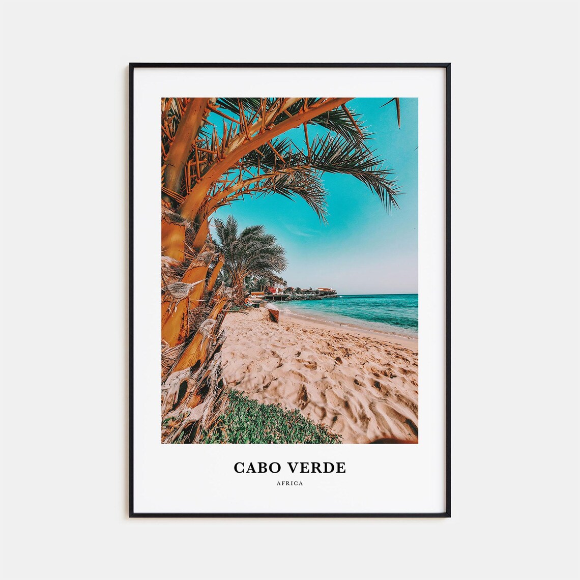 Cabo Verde Africa Palm Fringed Beach Turquoise Sea Photo Poster