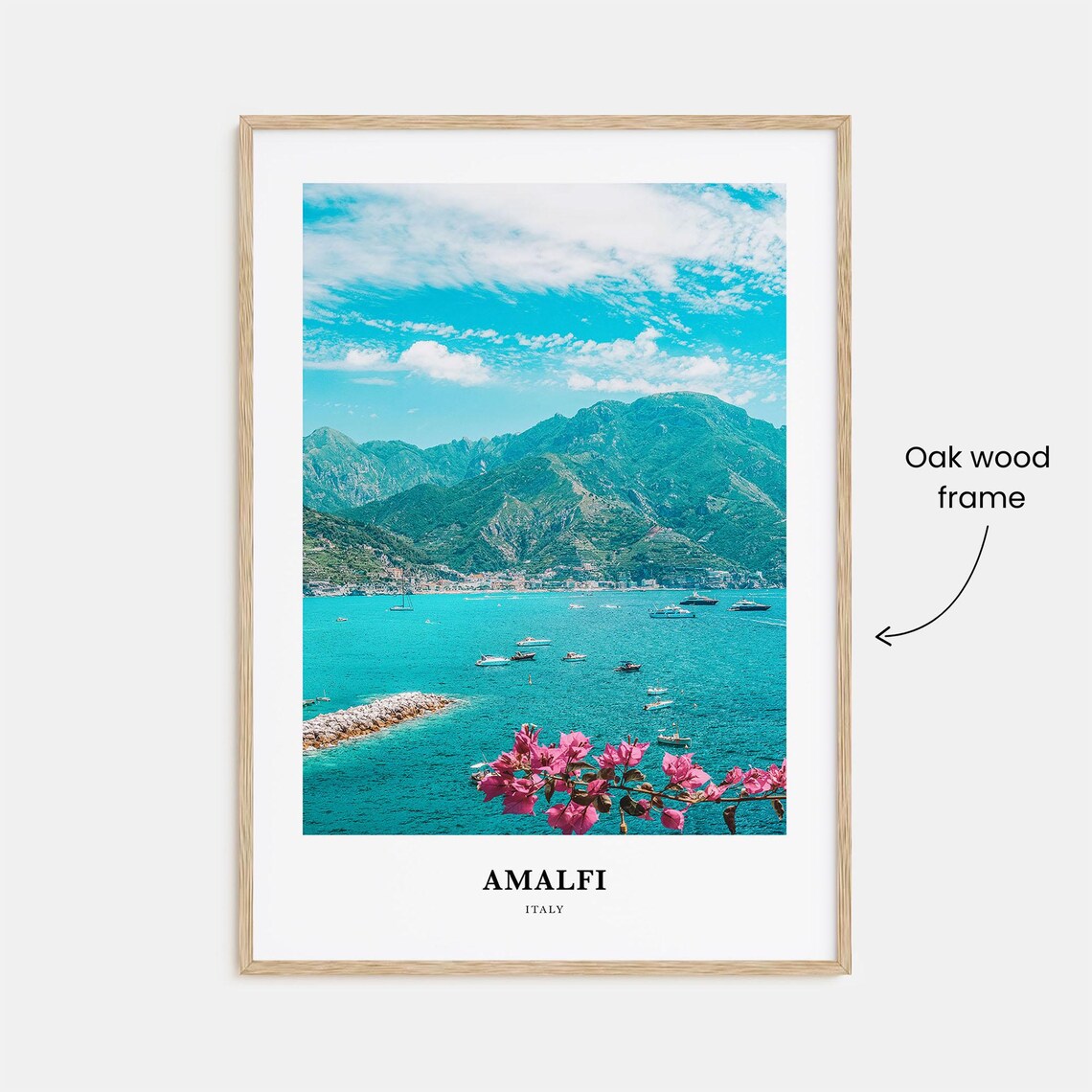 Amalfi Italy Coast Turquoise Sea With Bougainvillea Photo Poster - Image 3
