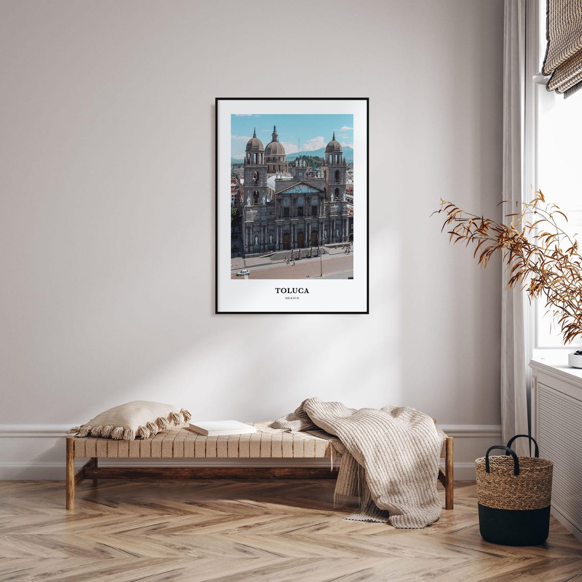 Toluca Mexico Historic Cathedral Domes City View Travel Poster - Image 3