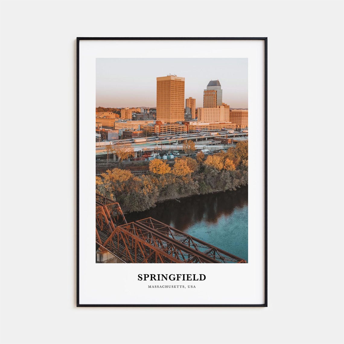 Springfield Massachusetts Golden Hour Skyline Photography Poster