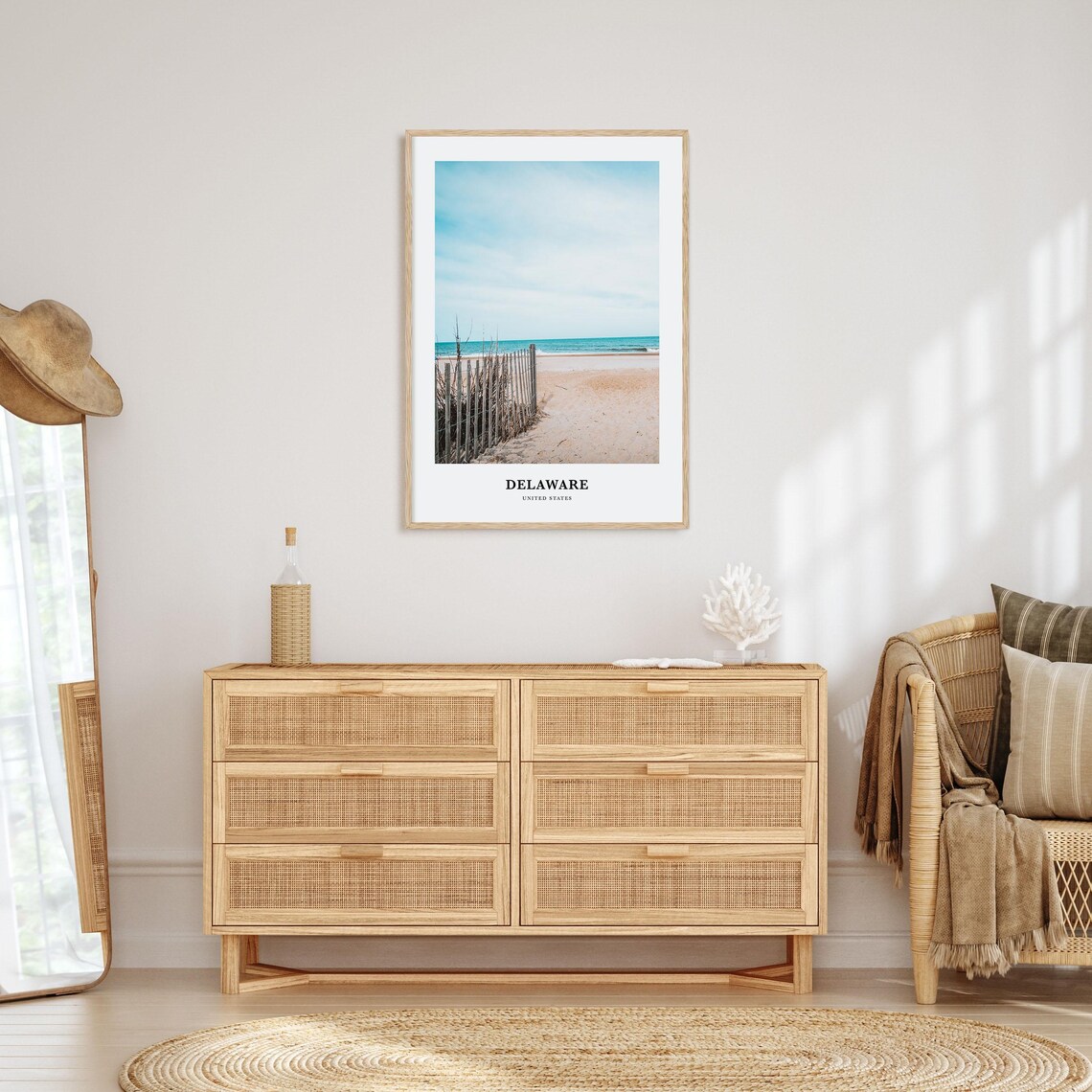 Delaware Beach Wooden Dune Fence Ocean Waves Photography Travel Poster - Image 2